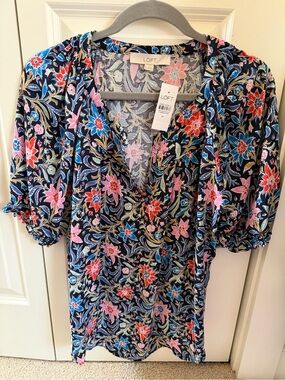 LOFT Floral Top Blouse Medium NWT